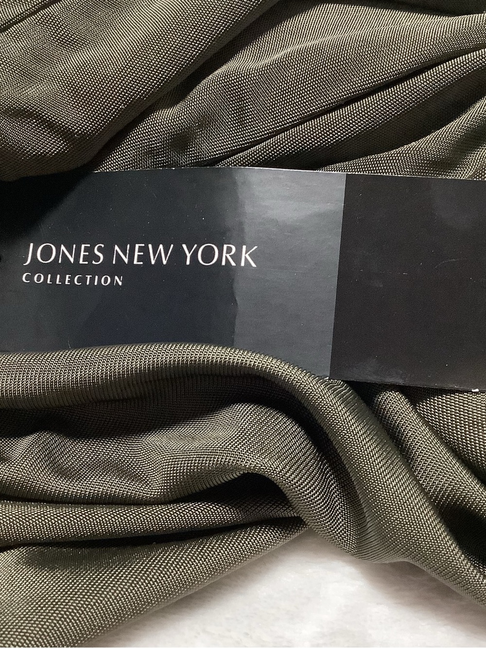 Jones New York Olive Green Top with Draped Neck - Picture 9 of 14